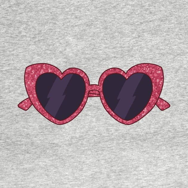 sparkling pink red heart shaped sunglasses aesthetic dollette coquette by maoudraw